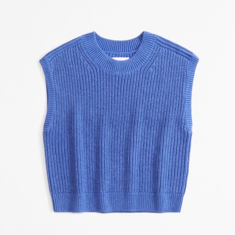 Abercrombie & Fitch Blue Ribbed Knit Sleeveless Sweater Vest